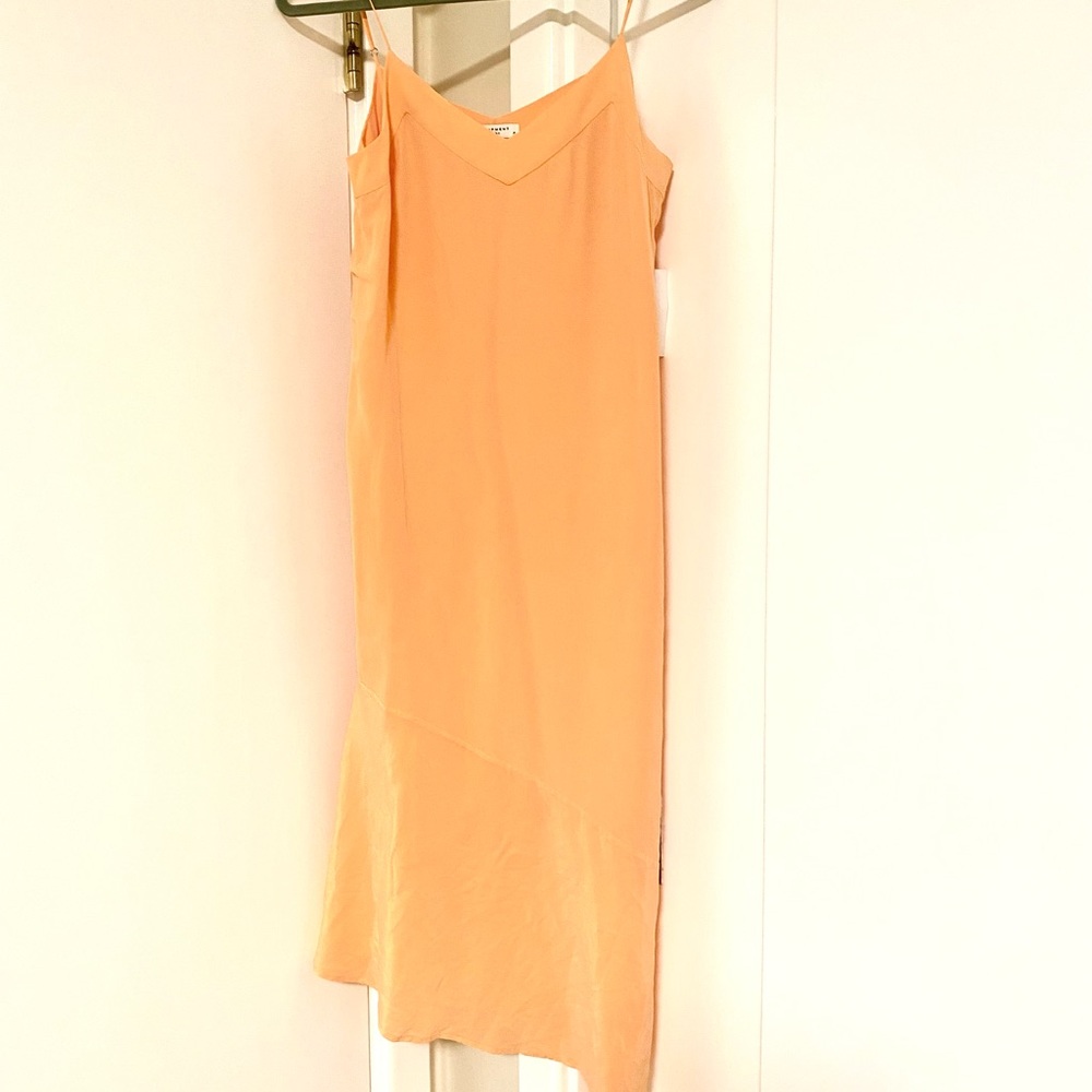 Beautiful Equipment cantaloupe color silk adjustable strap dress